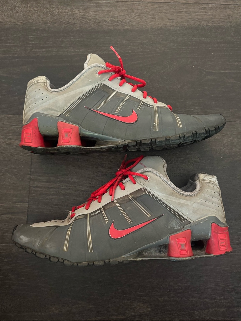 Grey & Red Nike Shox O'Leven Flywire Running Shoes, Mens Size 12